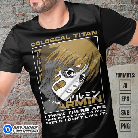 Armin Attack On Titan Anime Vector T-shirt Design Template #2