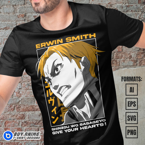 Erwin Attack On Titan Anime Vector T-shirt Design Template