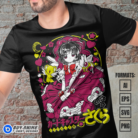 Cardcaptor Sakura Anime Vector T-shirt Design Template