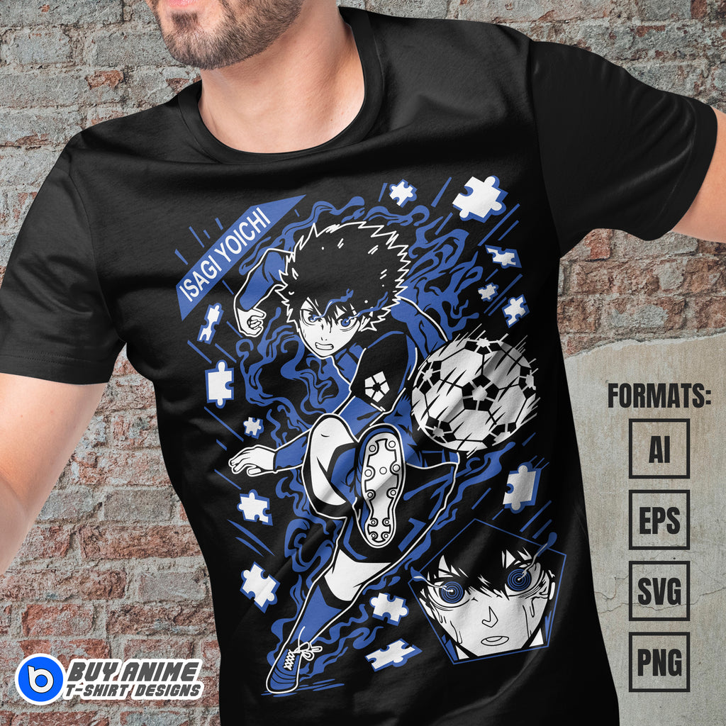 Blue Lock Anime Vector T-shirt Design Template