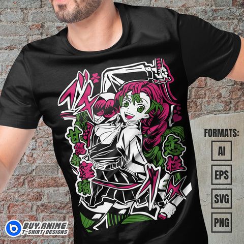 Mitsuri Demon Slayer Anime Vector T-shirt Design Template