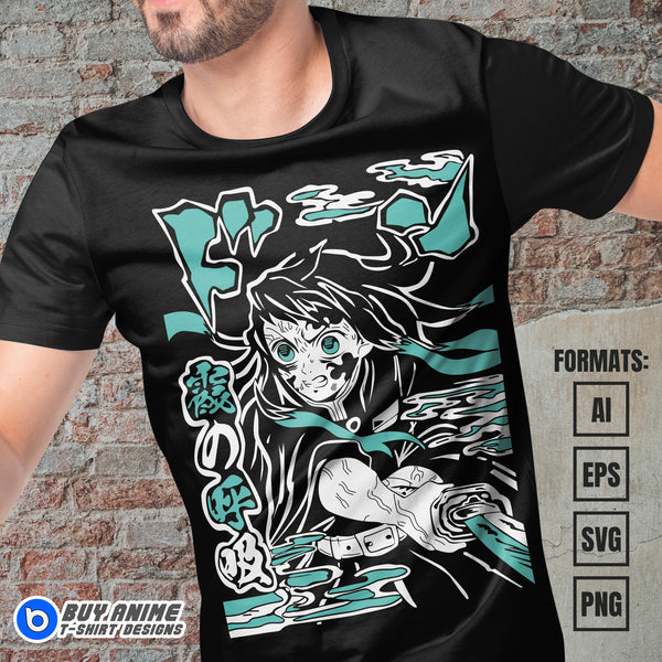 Muichiro Demon Slayer Anime Vector T-shirt Design Template ...