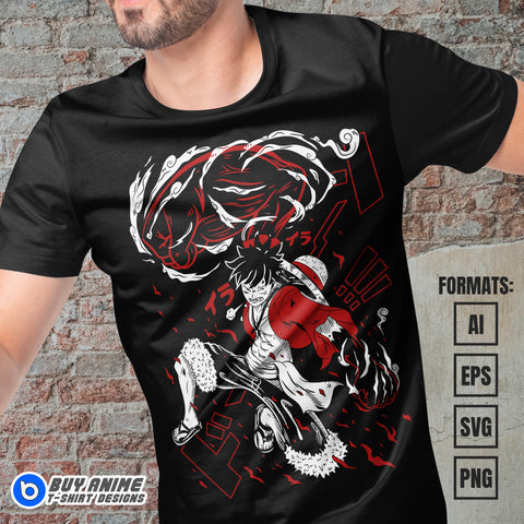 Luffy One Piece Anime Vector T-shirt Design Template