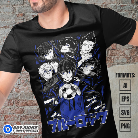 Blue Lock Anime Vector T-shirt Design Template #2