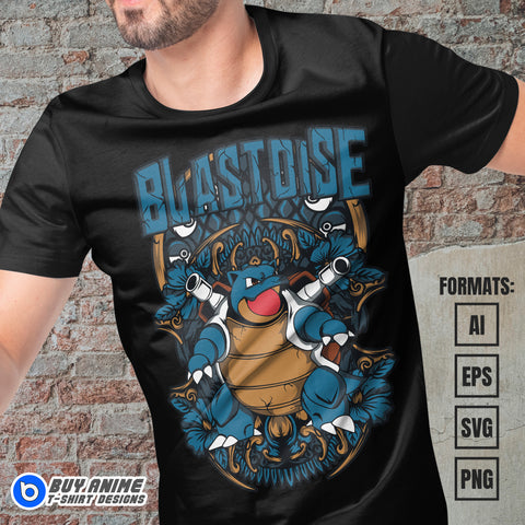 Blastoise Pokemon Anime Vector T-shirt Design Template