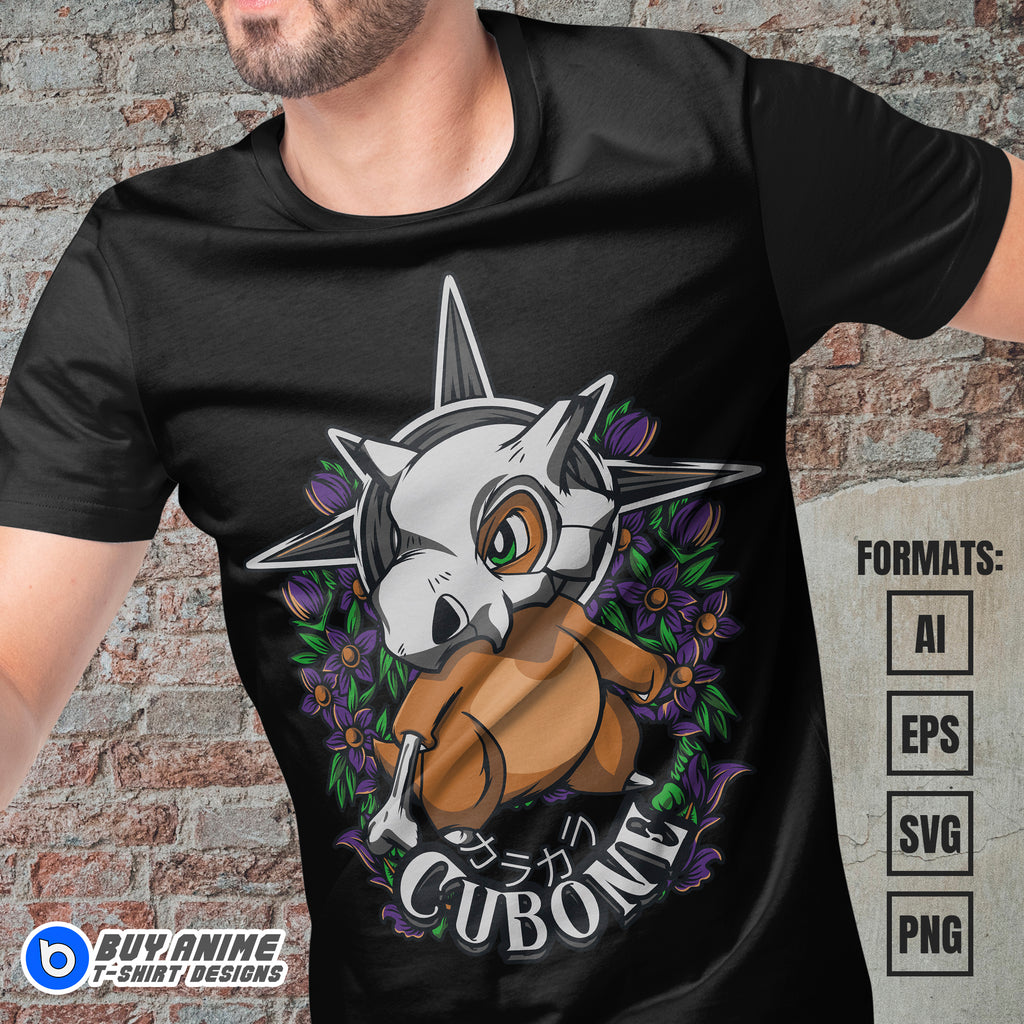 Cubone Pokemon Anime Vector T-shirt Design Template
