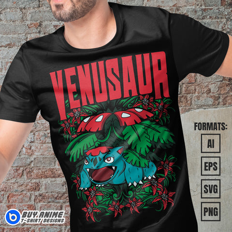 Venusaur Pokemon Anime Vector T-shirt Design Template