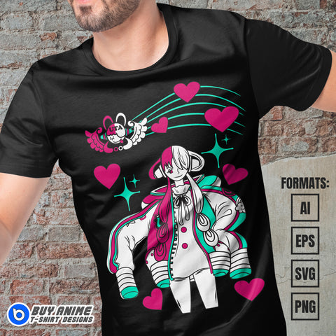 Uta One Piece Anime Vector T-shirt Design Template