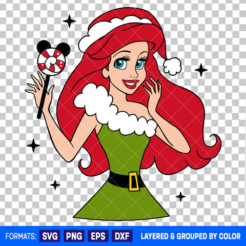 Ariel Little Mermaid Christmas SVG Cut File for Cricut and Silhouette