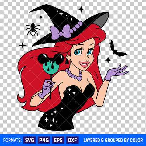 Ariel Little Mermaid Witch Halloween SVG Cut File for Cricut and Silhouette