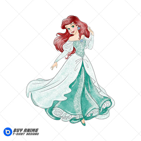 Ariel The Little Mermaid Watercolor Clipart PNG Hand Drawn Illustration