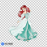 Ariel The Little Mermaid Watercolor Clipart PNG Hand Drawn Illustration