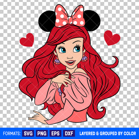 Ariel Little Mermaid Valentines Day SVG Cut File for Cricut and Silhouette