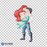 Ariel and Prince Eric The Little Mermaid Watercolor Clipart PNG Hand Drawn Illustration