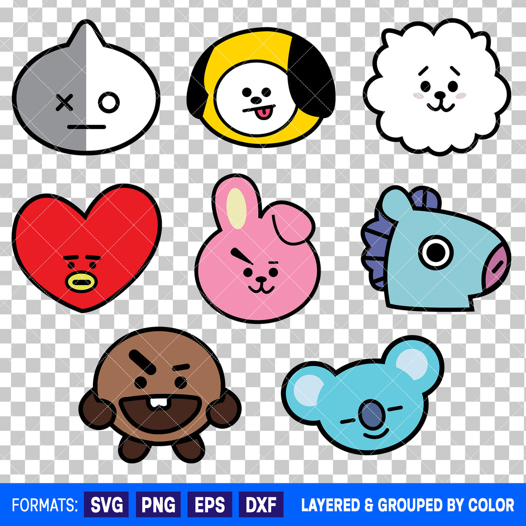 BT21 Bundle SVG Cut Files for Cricut and Silhouette