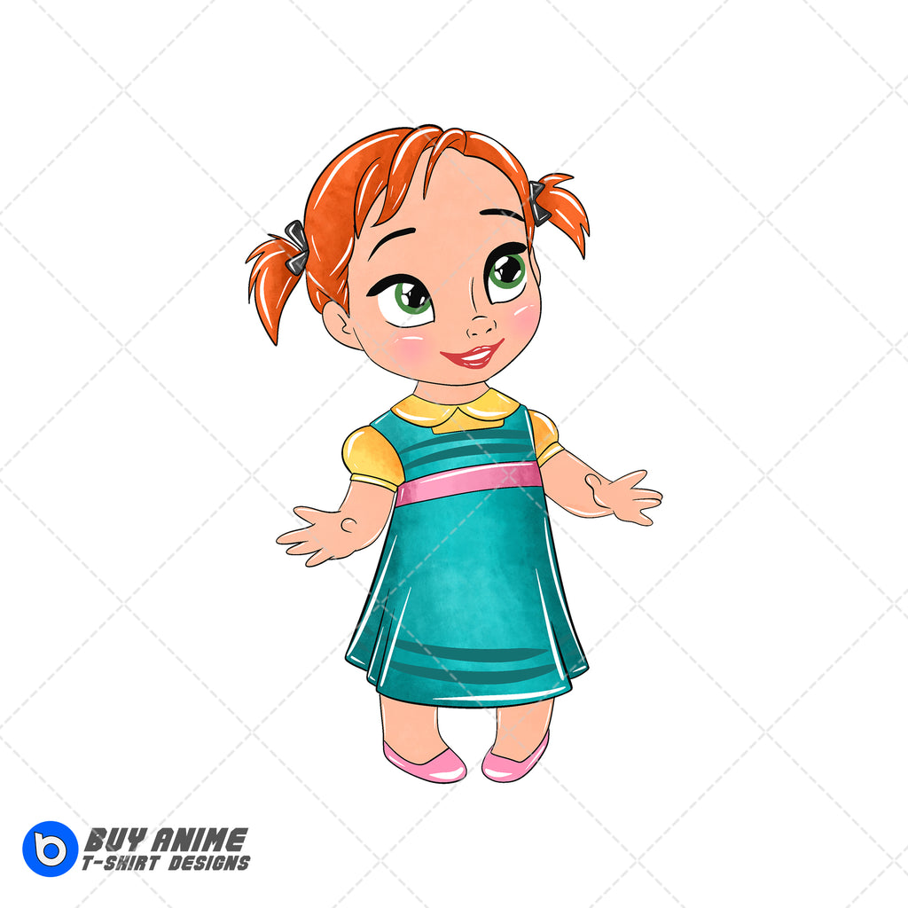 Baby Anna Frozen Watercolor Clipart PNG Hand Drawn Illustration