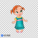Baby Anna Frozen Watercolor Clipart PNG Hand Drawn Illustration