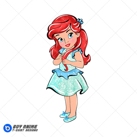 Baby Ariel Little Mermaid Watercolor Clipart PNG Hand Drawn Illustration