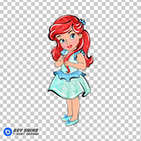 Baby Ariel Little Mermaid Watercolor Clipart PNG Hand Drawn Illustration