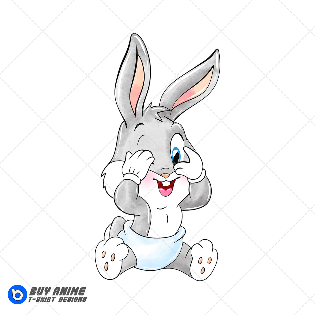 Baby Bugs Bunny Looney Tunes Watercolor Clipart PNG Hand Drawn Illustration #2