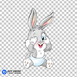 Baby Bugs Bunny Looney Tunes Watercolor Clipart PNG Hand Drawn Illustration #2
