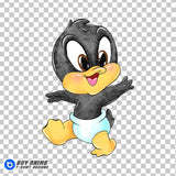 Baby Daffy Duck Looney Tunes Watercolor Clipart PNG Hand Drawn Illustration