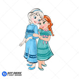 Baby Elsa and Anna Frozen Watercolor Clipart PNG Hand Drawn Illustration