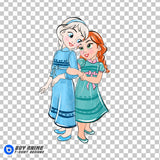 Baby Elsa and Anna Frozen Watercolor Clipart PNG Hand Drawn Illustration