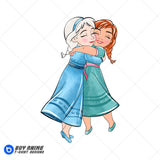 Baby Elsa and Anna Frozen Watercolor Clipart PNG Hand Drawn Illustration #2