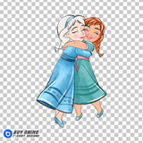 Baby Elsa and Anna Frozen Watercolor Clipart PNG Hand Drawn Illustration #2