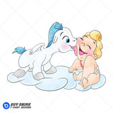 Baby Hercules and Pegasus Watercolor Clipart PNG Hand Drawn Illustration