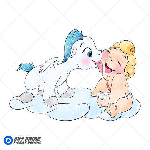 Baby Hercules and Pegasus Watercolor Clipart PNG Hand Drawn Illustration