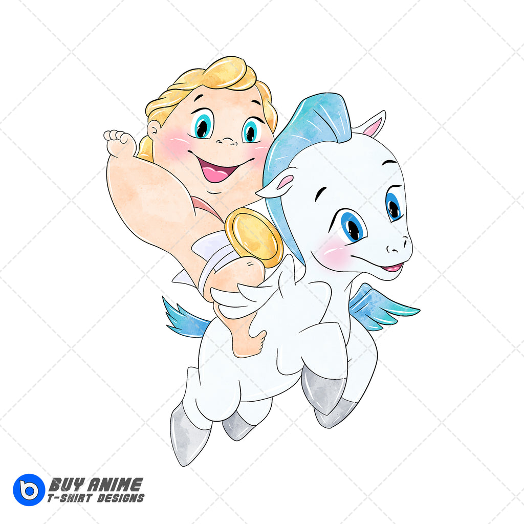 Baby Hercules and Pegasus Watercolor Clipart PNG Hand Drawn Illustration #3