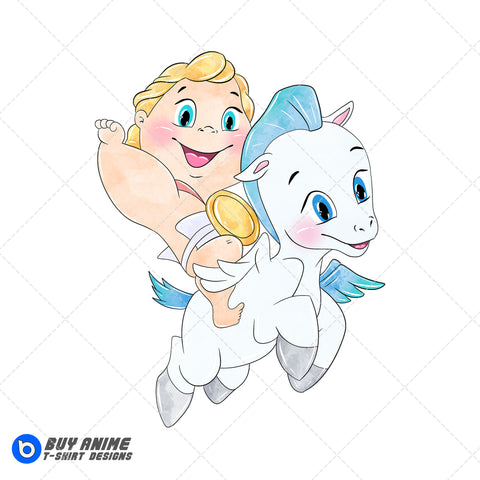Baby Hercules and Pegasus Watercolor Clipart PNG Hand Drawn Illustration #3