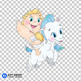 Baby Hercules and Pegasus Watercolor Clipart PNG Hand Drawn Illustration #3