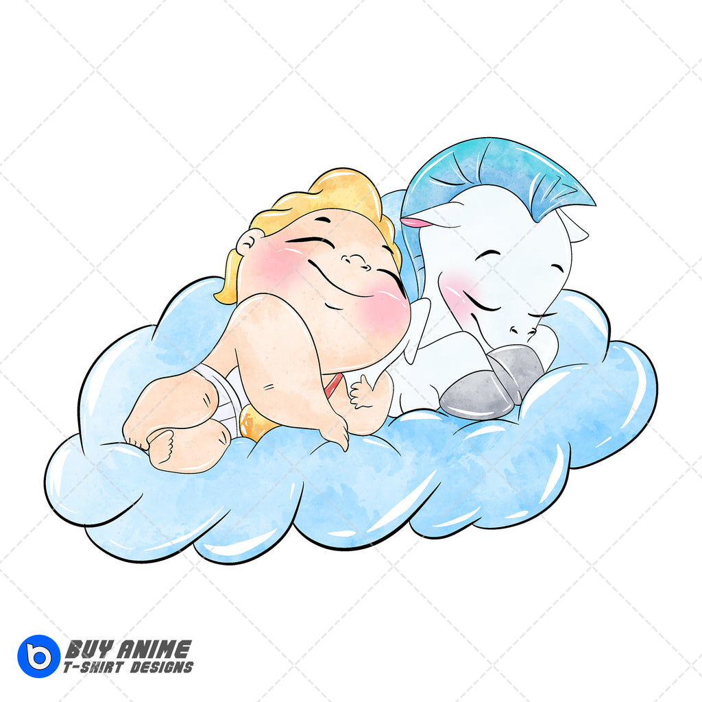 Baby Hercules and Pegasus Watercolor Clipart PNG Hand Drawn Illustration #4