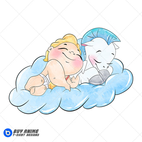 Baby Hercules and Pegasus Watercolor Clipart PNG Hand Drawn Illustration #4