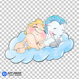 Baby Hercules and Pegasus Watercolor Clipart PNG Hand Drawn Illustration #4