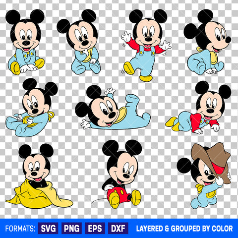 Baby Mickey Mouse Bundle SVG Cut Files for Cricut and Silhouette