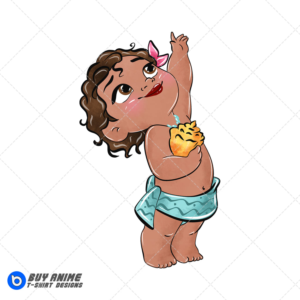 Baby Moana Watercolor Clipart PNG Hand Drawn Illustration