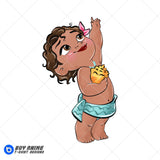 Baby Moana Watercolor Clipart PNG Hand Drawn Illustration