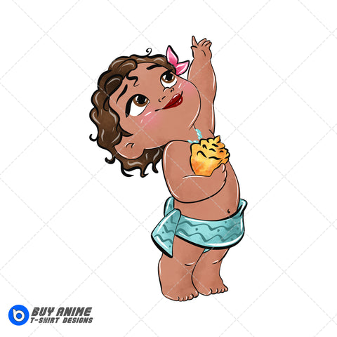 Baby Moana Watercolor Clipart PNG Hand Drawn Illustration