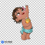 Baby Moana Watercolor Clipart PNG Hand Drawn Illustration