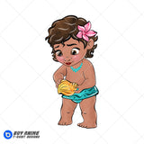 Baby Moana Watercolor Clipart PNG Hand Drawn Illustration #2