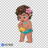 Baby Moana Watercolor Clipart PNG Hand Drawn Illustration #2