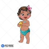 Baby Moana Watercolor Clipart PNG Hand Drawn Illustration #3