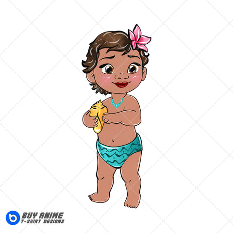 Baby Moana Watercolor Clipart PNG Hand Drawn Illustration #3