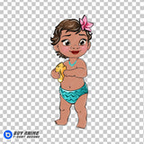 Baby Moana Watercolor Clipart PNG Hand Drawn Illustration #3