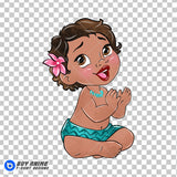 Baby Moana Watercolor Clipart PNG Hand Drawn Illustration #4