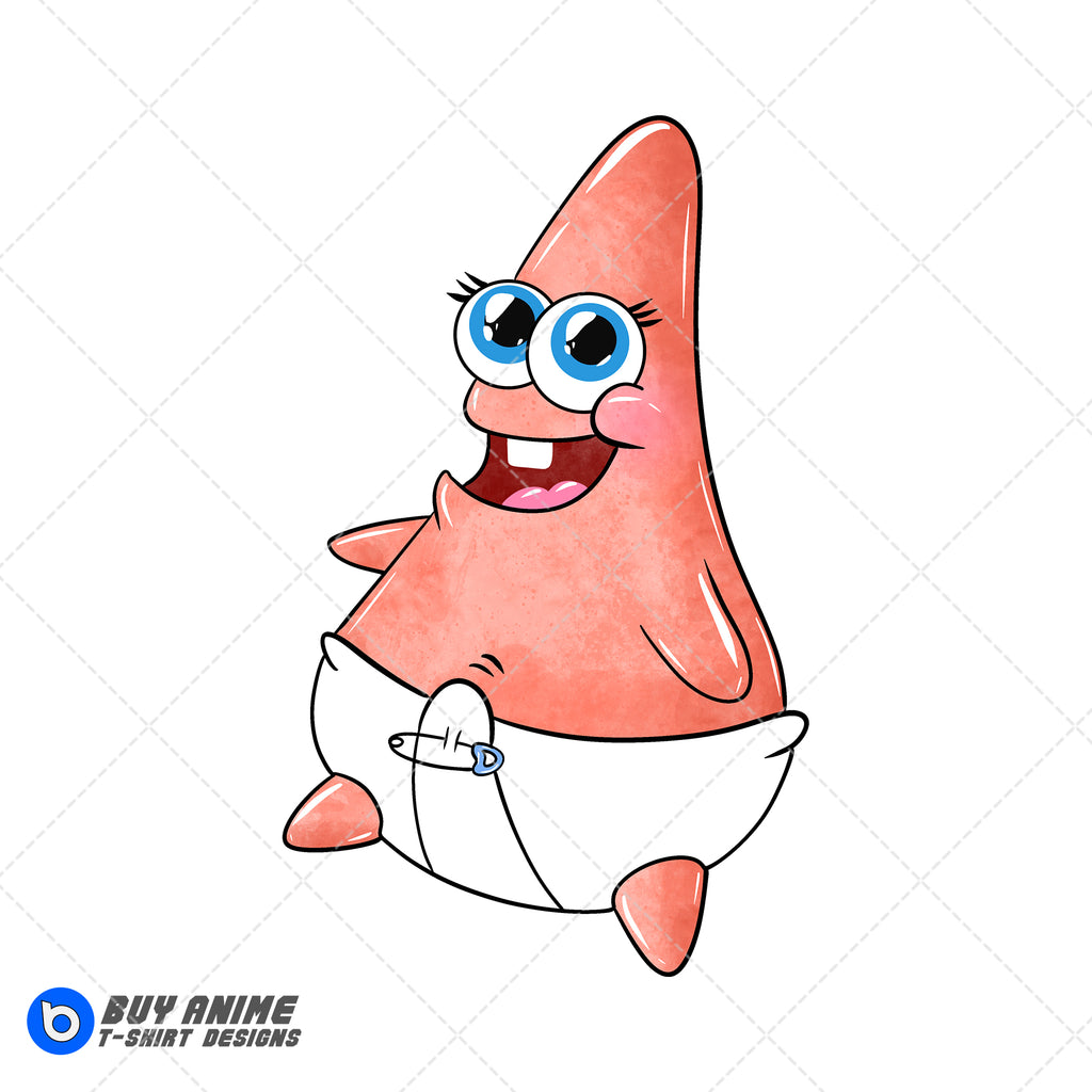 Baby Patrick Spongebob Watercolor Clipart PNG Hand Drawn Illustration #2